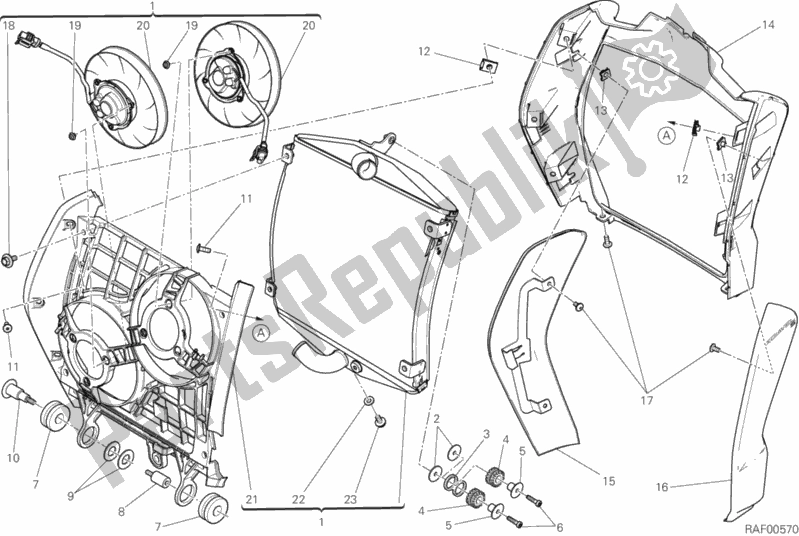 All parts for the Water Cooler of the Ducati Diavel Xdiavel S 1260 2018